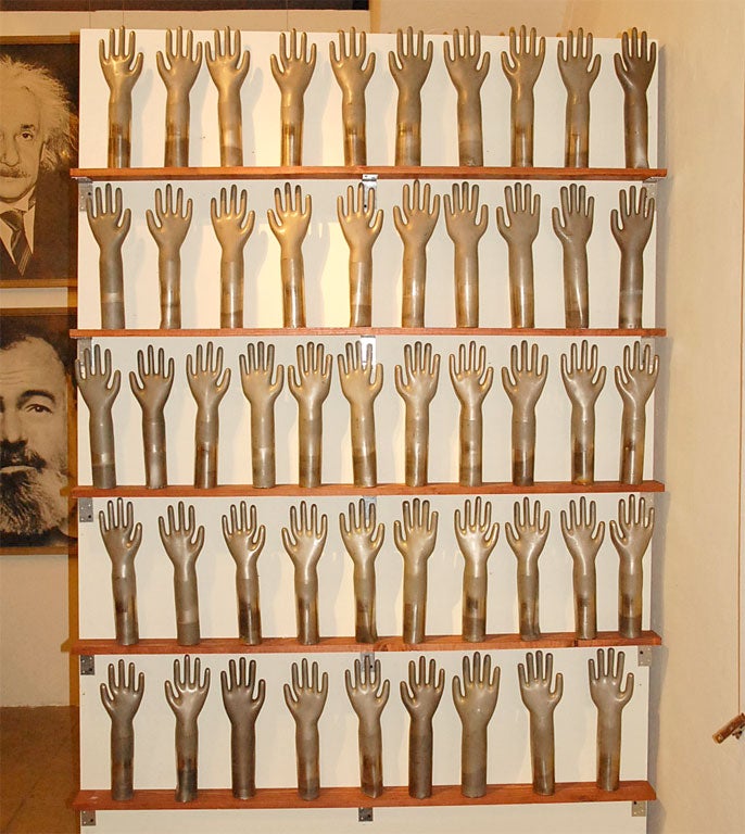 Galvanized copper hands, glove molds. 110 each, 990 for a group of ten.