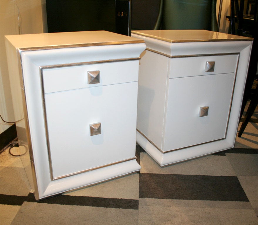 Pair of End Tables Designed by James Mont