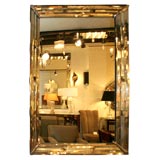 Vintage Hollywood Mirror With Triple Hand Beveled Borders