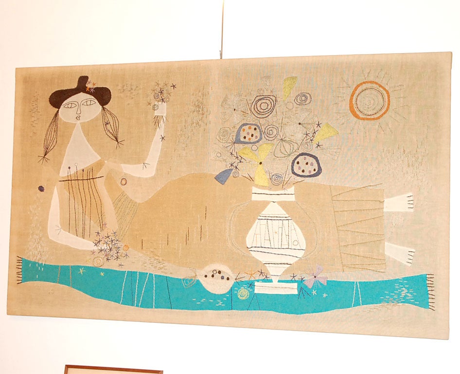 Large tapestry by John Smith, this artist is listed in the Pasadena 8,9, 10 books.