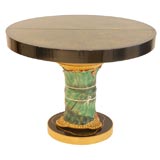 A Custom Painted Wood and Majolica Table