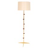 A 22K Gold Finished Floor Lamp with Resin Detail and Silk Shade