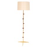 A 22K Gold Finished Floor Lamp with Resin Detail and Silk Shade