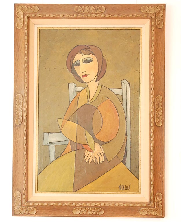 Impressive large scale oil on canvas painting by the well-listed French artist Philippe Marchand.  The piece is signed, and is featured in the 1965 book 