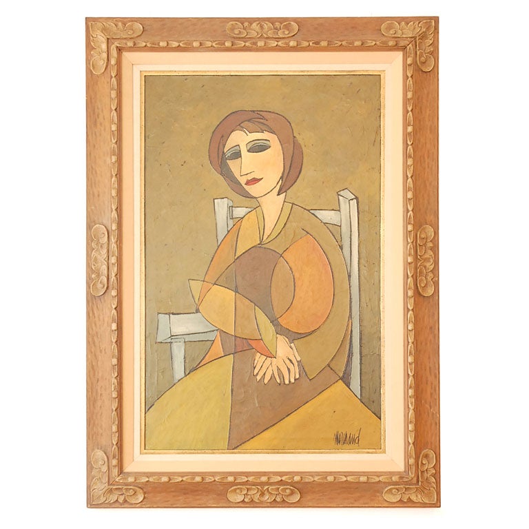 A Monumental Painting, "Girl Waiting, " by Philippe Marchand