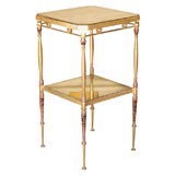 Antique French Brass and Mirror Side Table