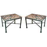 Antique A PAIR OF SPECIMEN MARBLE SIDE TABLES