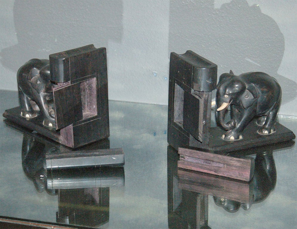 Old Pair of Ebony Bookends 1