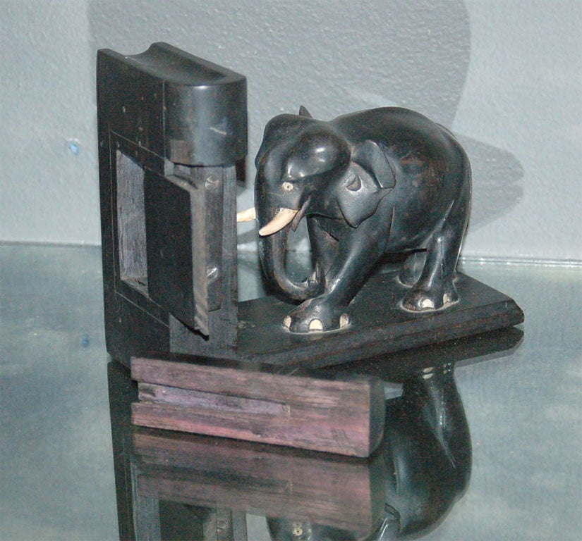 Old Pair of Ebony Bookends 2