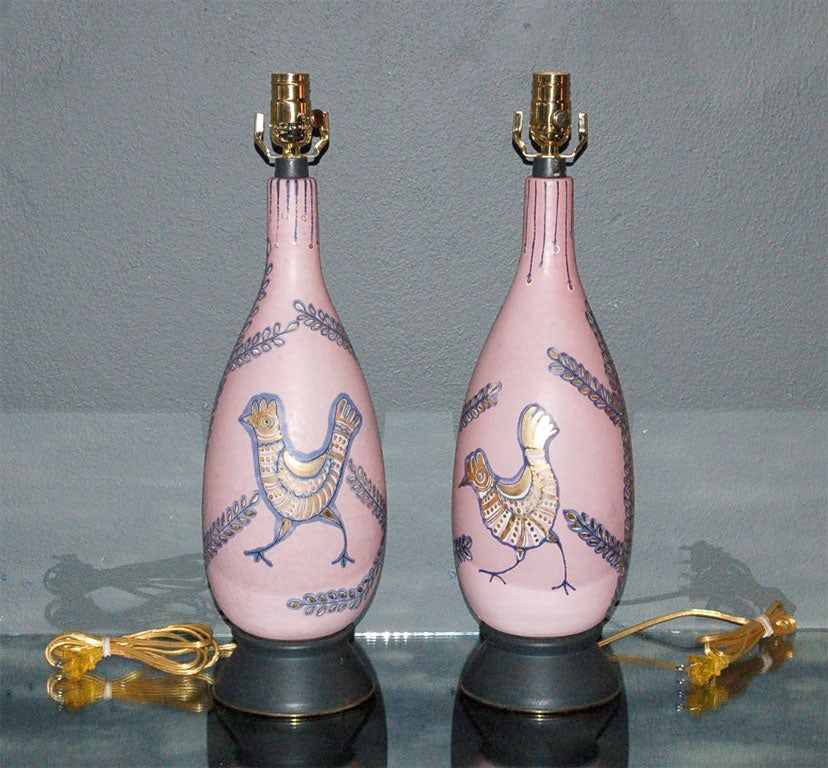 Cheerful Pair of  French  Post  War  Lamps