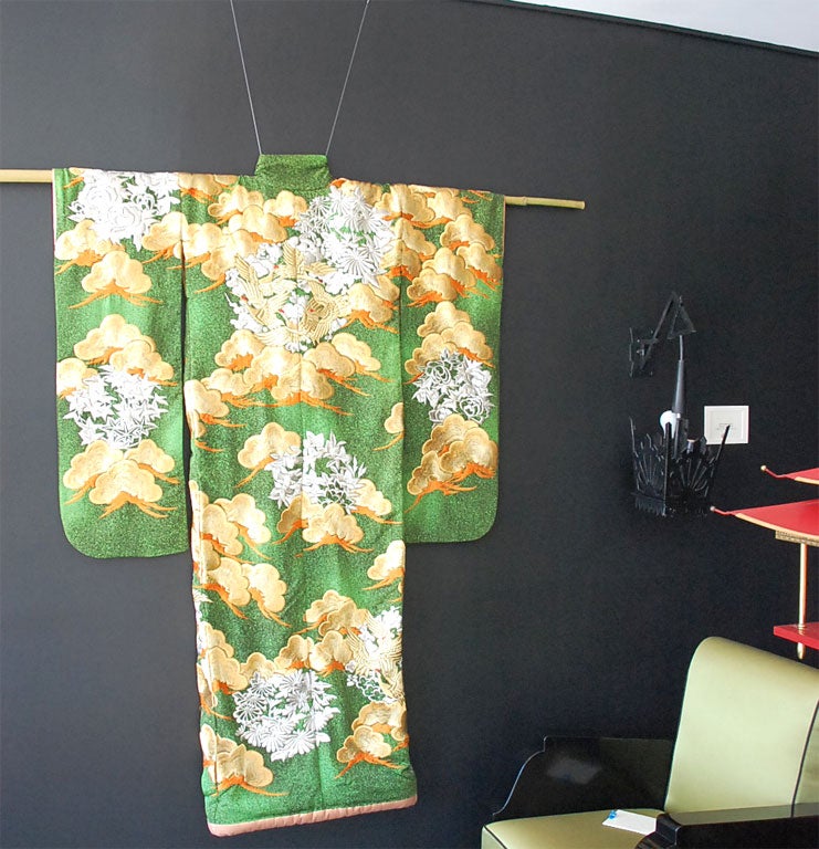Silk Kimono in brilliant colors and incredibly detailed embroidered designs.