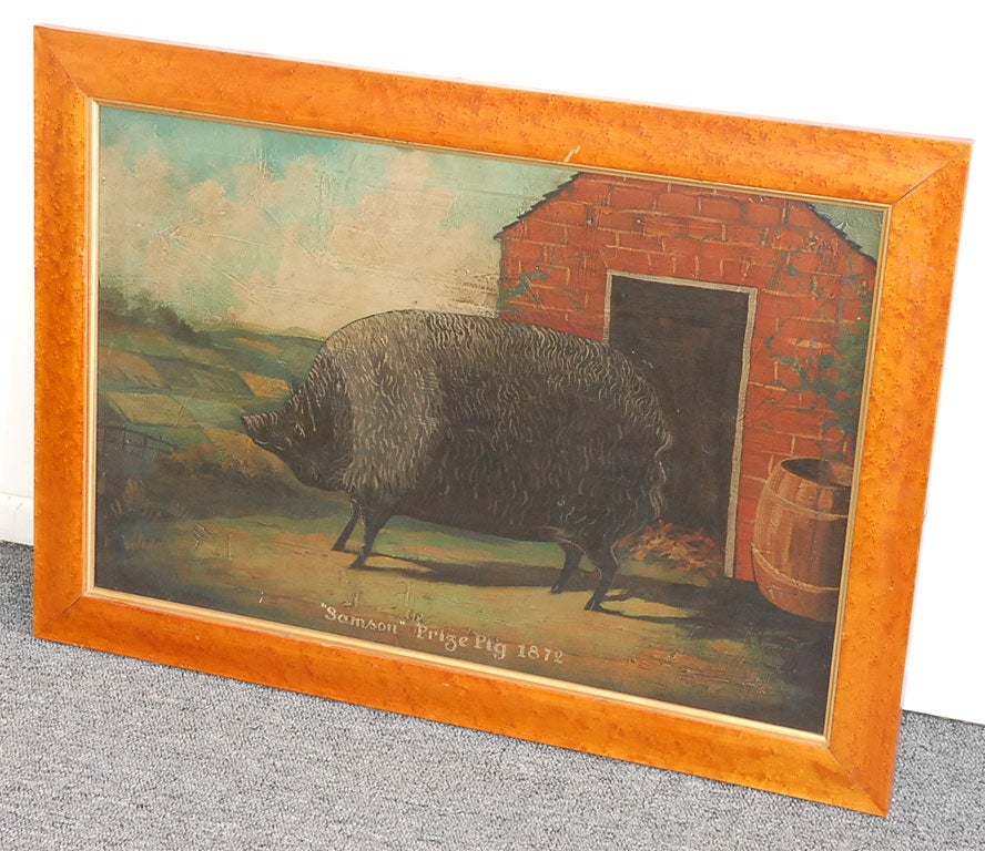 OIL PAINTING  OF A PIG  MINT CONDITION