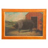 CONTEMPORARY FOLK ART PIG PAINTING