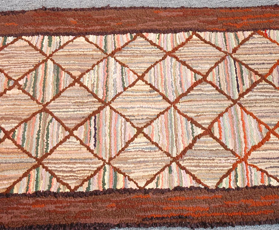 1920'S GEOMETRIC HAND HOOKED RUG FROM NEW ENGLAND at 1stdibs