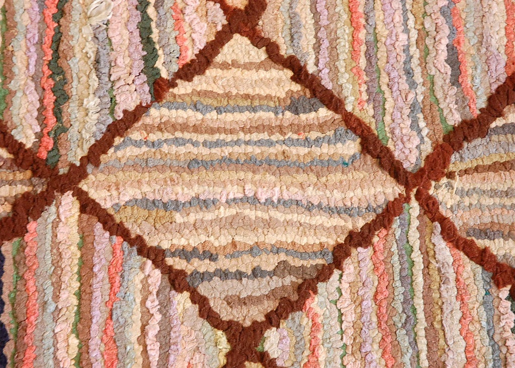 1920'S GEOMETRIC HAND HOOKED RUG FROM NEW ENGLAND at 1stdibs