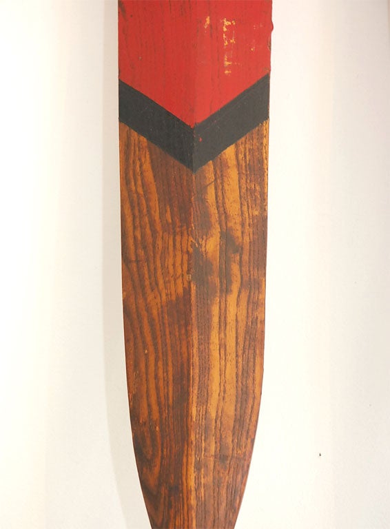 Wood PAIR OF TALL 19THC  ORIGINAL PAINTED OARS