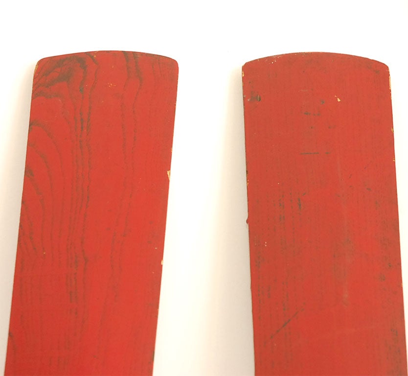 PAIR OF TALL 19THC  ORIGINAL PAINTED OARS 1