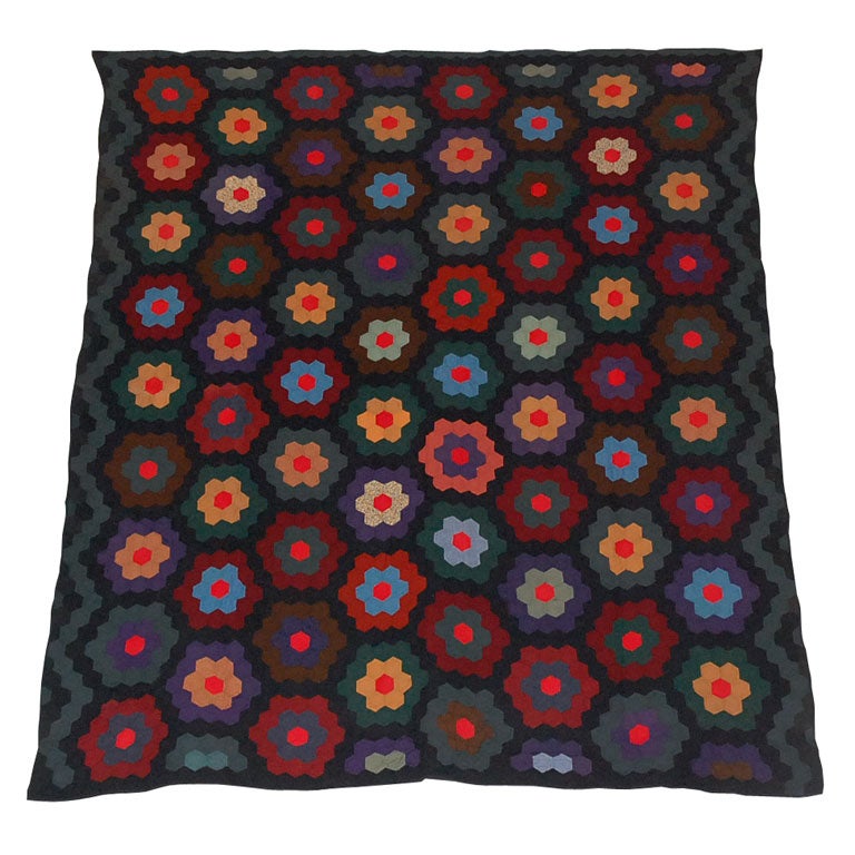 19THC MENNONITE FLOWER GARDEN QUILT FROM PENNSYLVANIA