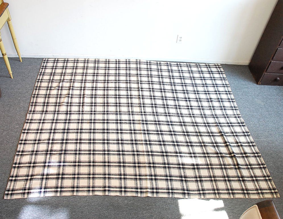 19TH C BLUE AND WHITE HAND  WOVEN COVERLET