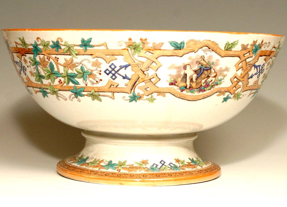 19th Century Furnivals Ironstone Punchbowl For Sale 3