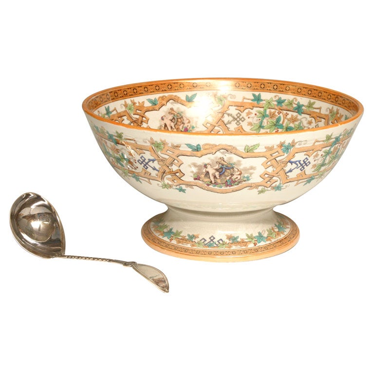 19th Century Furnivals Ironstone Punchbowl For Sale