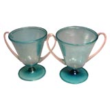 Vintage Pair of Hand Blown Venetian Glass Vases