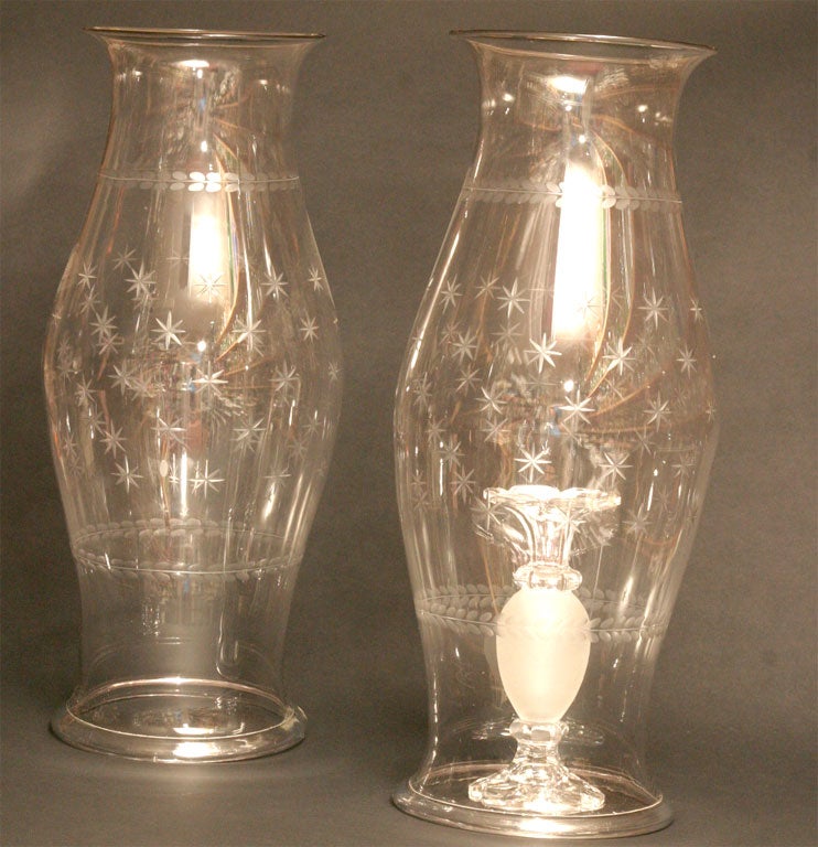 Pair of Monumental Hand Blown Hurricane Shades at 1stDibs