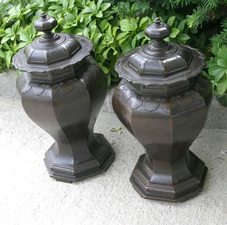 Signed Tiffany and Company Bronze Covered Vases