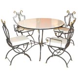 Vintage Hollywood Regency  Dining Table With Vitrilite Top and 4 Chairs