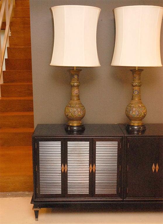 A PAIR OF MARBRO CLOISONNE TABLE LAMPS