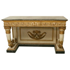 An Italian Neoclassical Painted 
Parcel Gilt Console