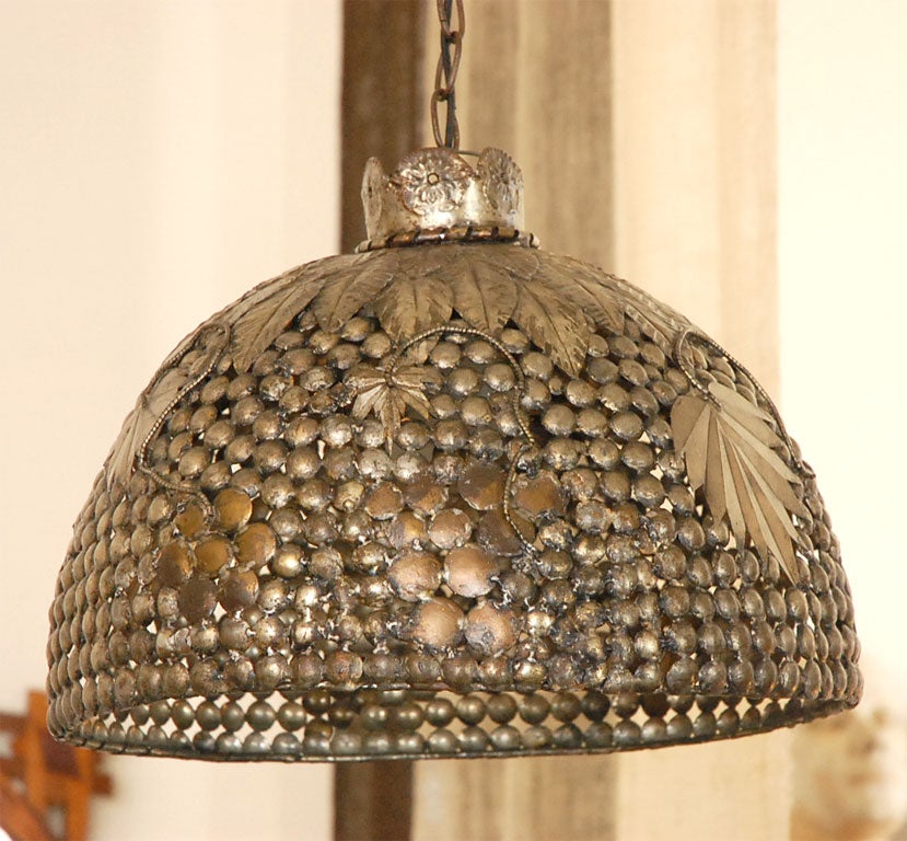 Vintage Mexican Tole Hanging Light Fixture In Good Condition In Los Angeles, CA