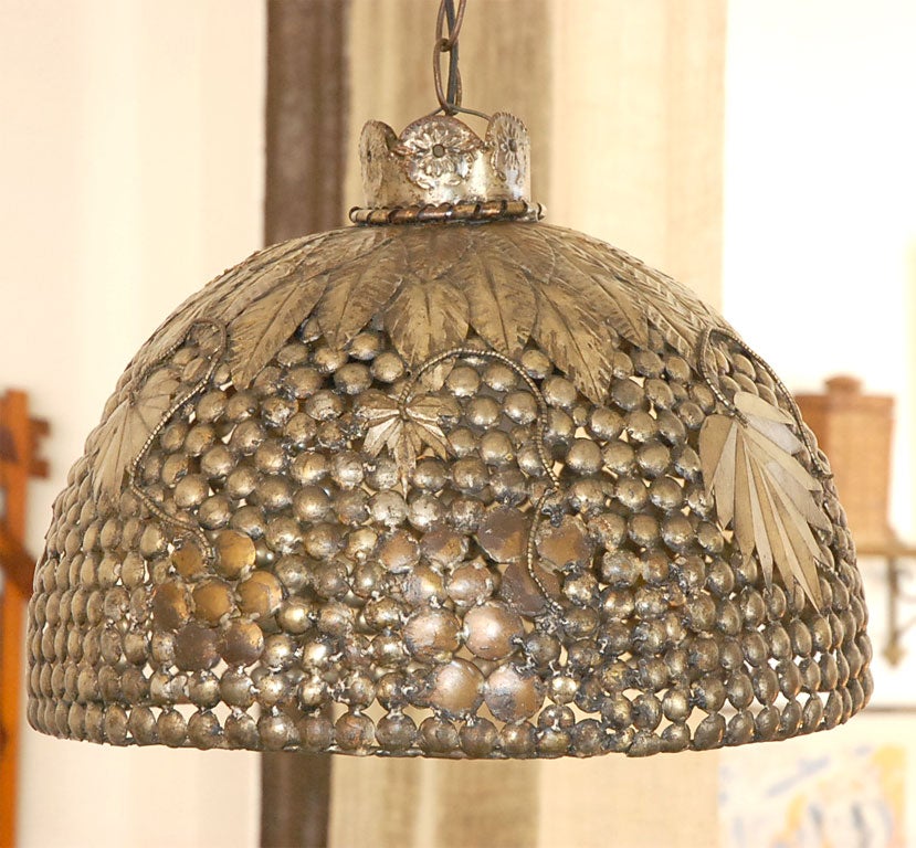 Mid-20th Century Vintage Mexican Tole Hanging Light Fixture