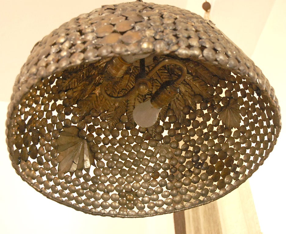 Vintage Mexican Tole Hanging Light Fixture 1