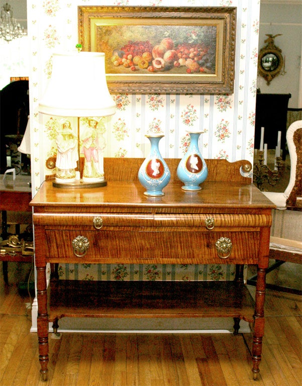 Late Sheraton Country Tiger Maple Server