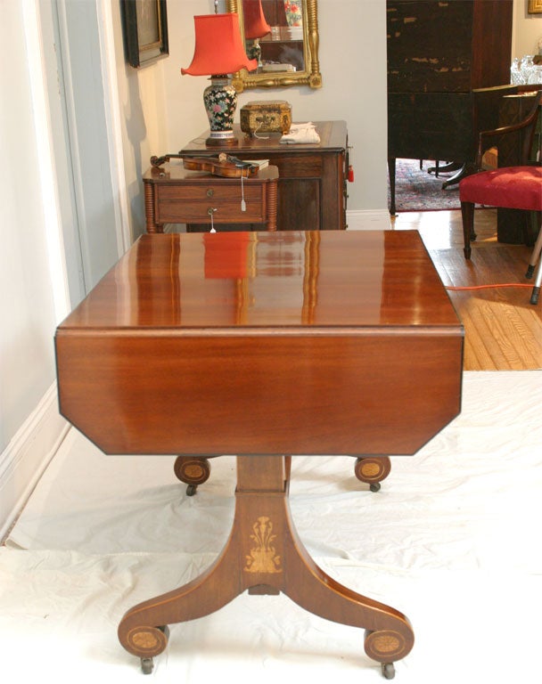 European Inlaid Mahogany Neo-Classical Sofa Table, Ca. 1820 In Excellent Condition In Great Barrington, MA