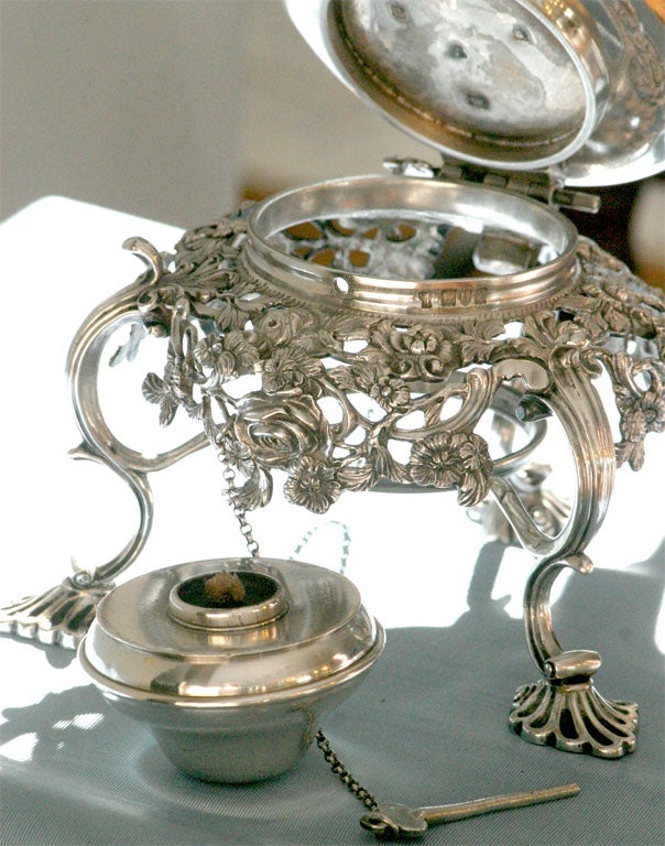 English Sterling Silver Rococo Hot Water Kettle With Stand And Burner 3