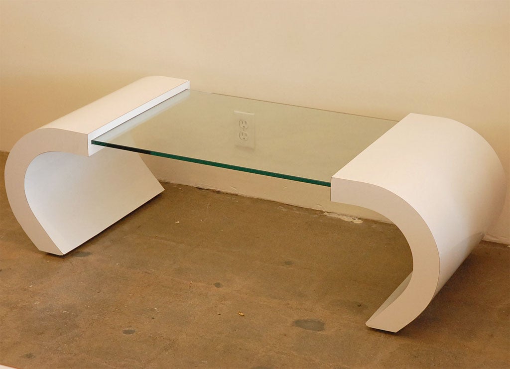 Sophisticated Karl Springer Glass and White Laminated Table