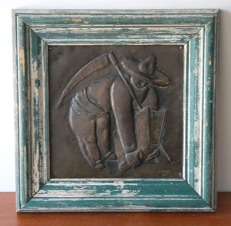 Hammered Copper Bas Relief by Paul Lobel