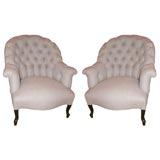 Antique Pair of Tufted  Mirande Chairs