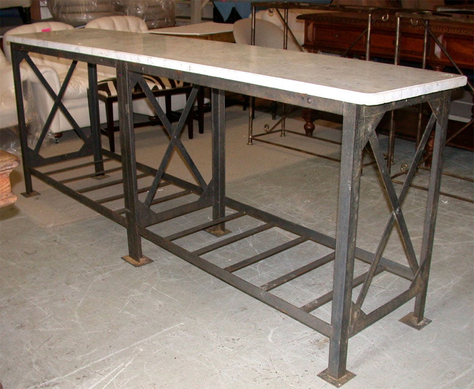 Marble and Iron Console Table