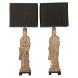 Monumental Pair of Oriental Figural Lamps