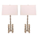 Oh-So-Chic Pair of 60's Acrylic and Chrome Lamps