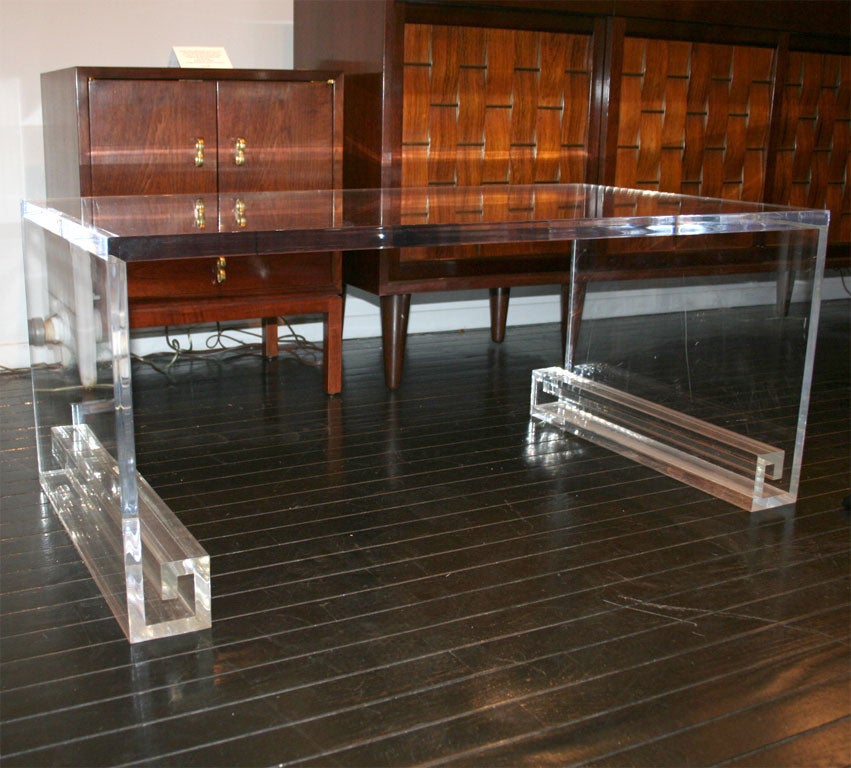 Coffee Table in Lucite with Scrolled Ends