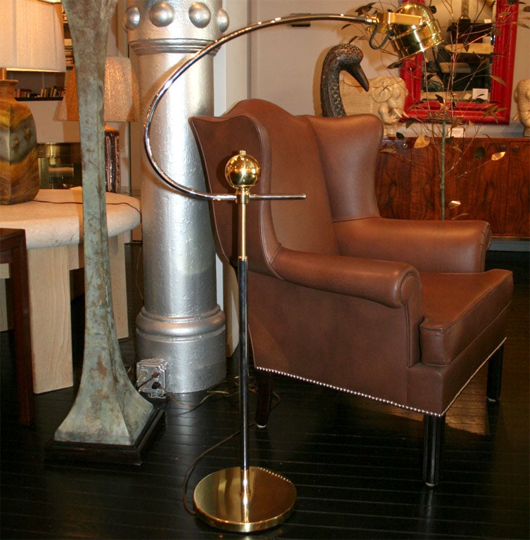 Reading Arc Lamp in Chrome and Brass by Cedric Hartman