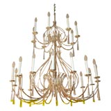 Large 2-Tier Nickel Chandelier with Crystals by Lightolier