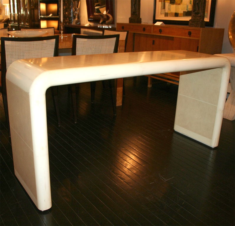 Waterfall Console with Faux Shagreen Lacquer by Karl Springer