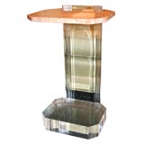 Thick Lucite and Marble Occasional Table by Les Prismatiques