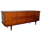 Elegant 4 Door Commode in Mahogany with Sycamore Inlays