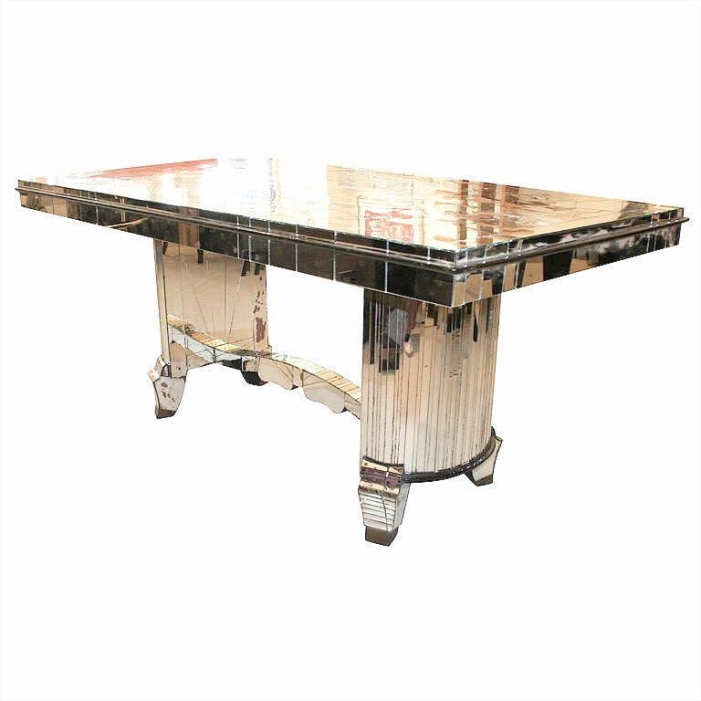 1930s French Art Deco Mirrored Dining Table